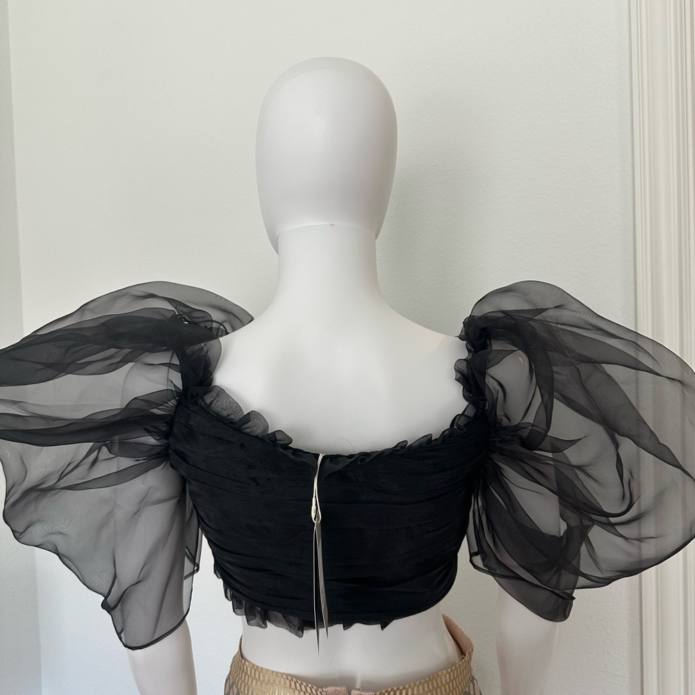 NWT Zara Organza Off-Shoulder Statement Top Size Medium - Picture 3 of 5